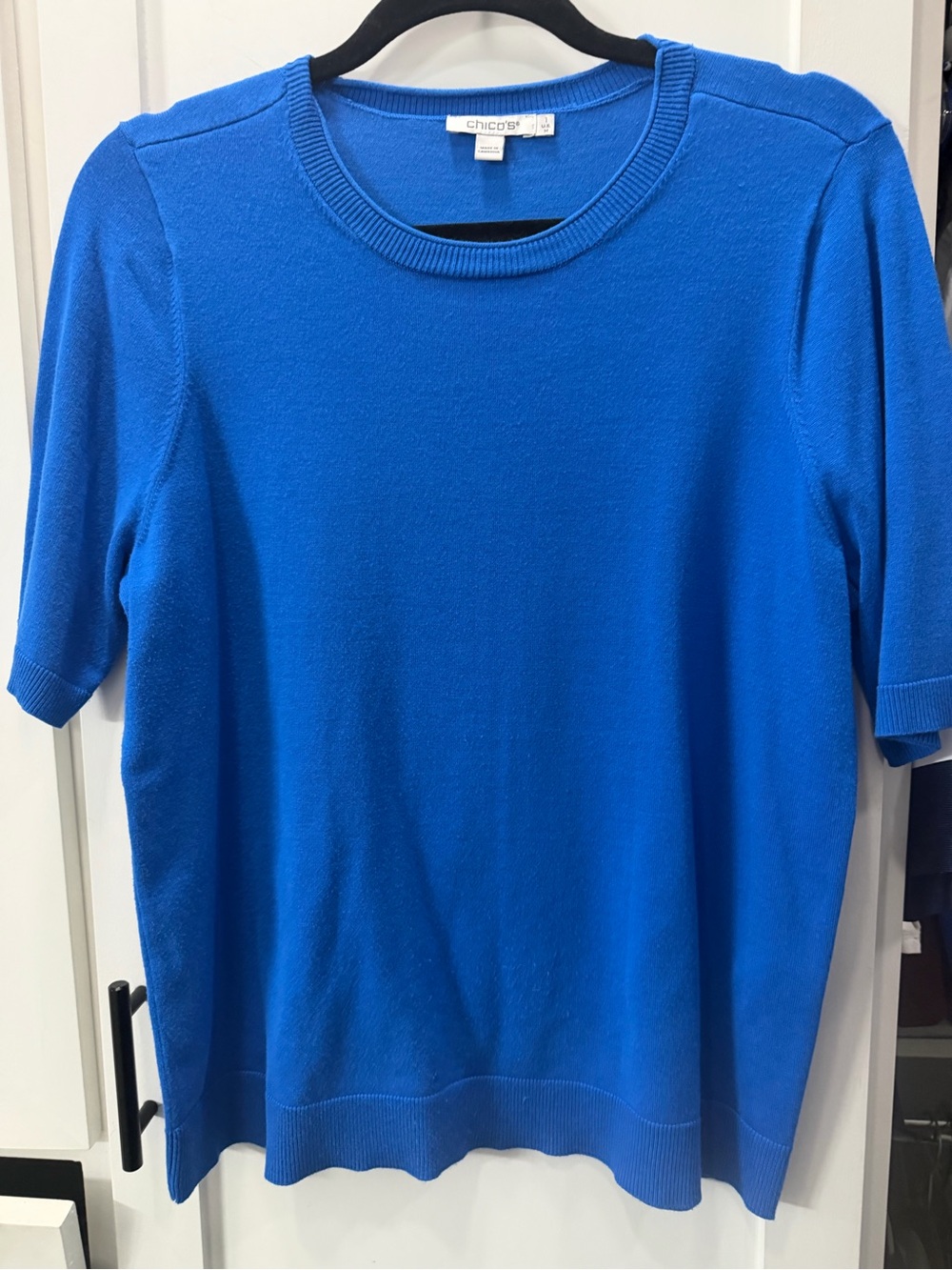 Chico's Royal Blue Short-Sleeve Knit Top